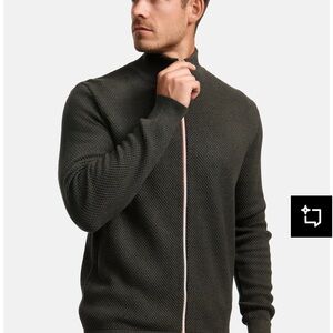 Kronstadt Mens Zip Gray Knit Cardigan Sweater